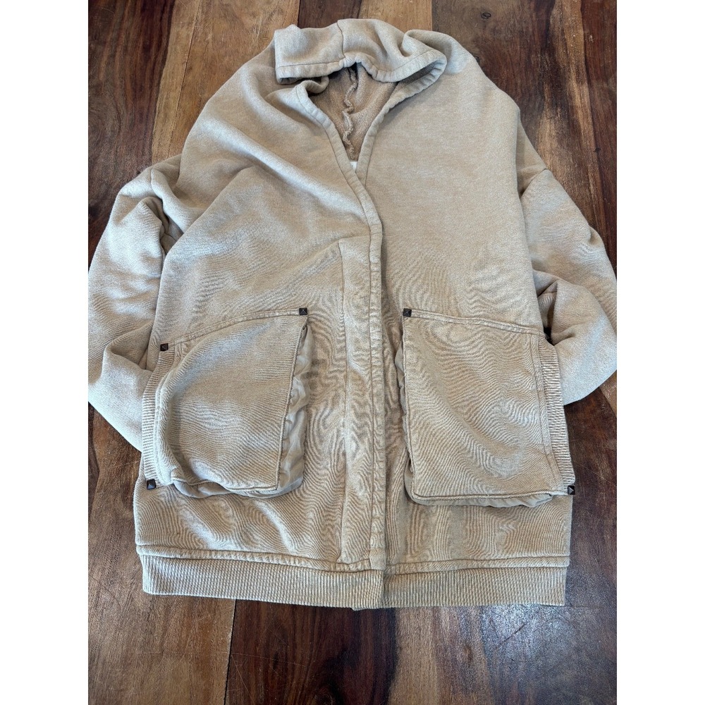 Aritzia Wilfred caramel coloured cardigan hood, pockets, oversized women's sz S